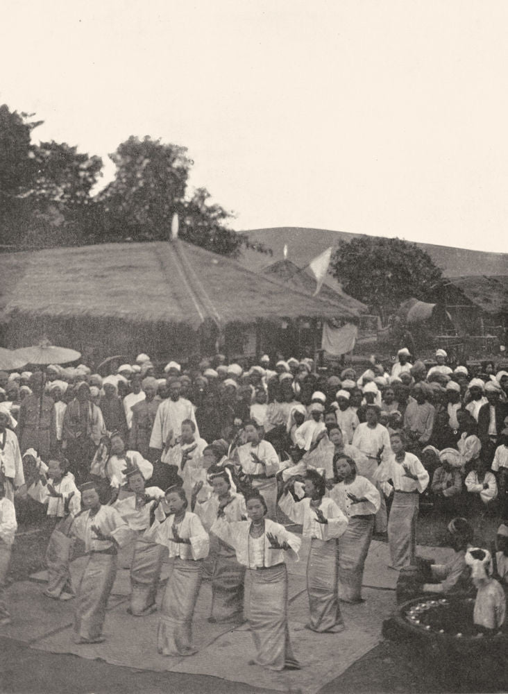 BURMA. Burma. A Burmese dance; The Yein pwes 1900 old antique print picture